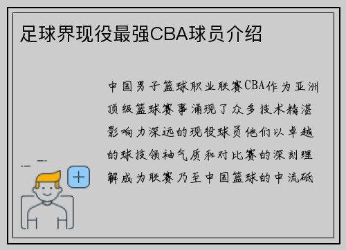 足球界现役最强CBA球员介绍